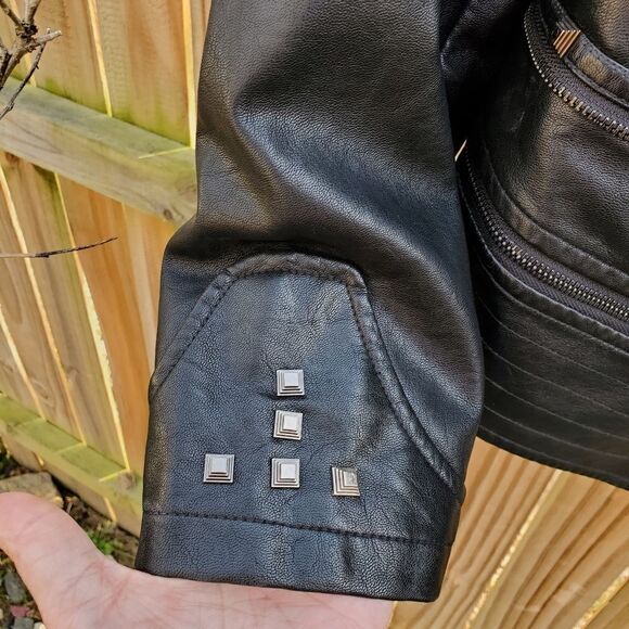 Black Faux Leather Moto Jacket - Picture 8 of 16